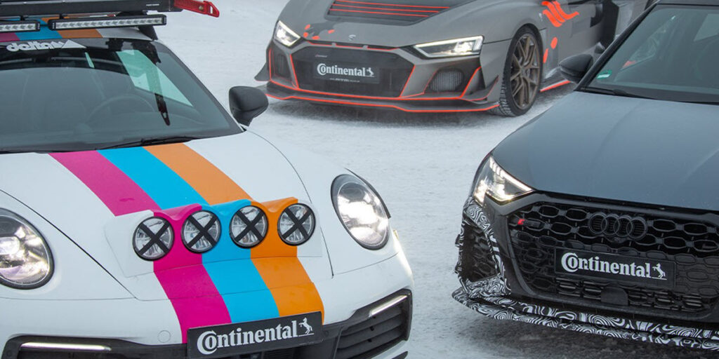 Racing cars in snow